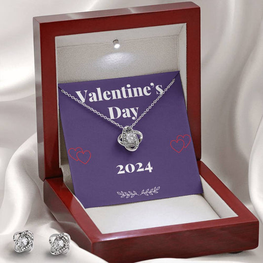 Valentine's Day 2024 Exclusive! Ladies Love Knot Necklace and Earring Gift Set